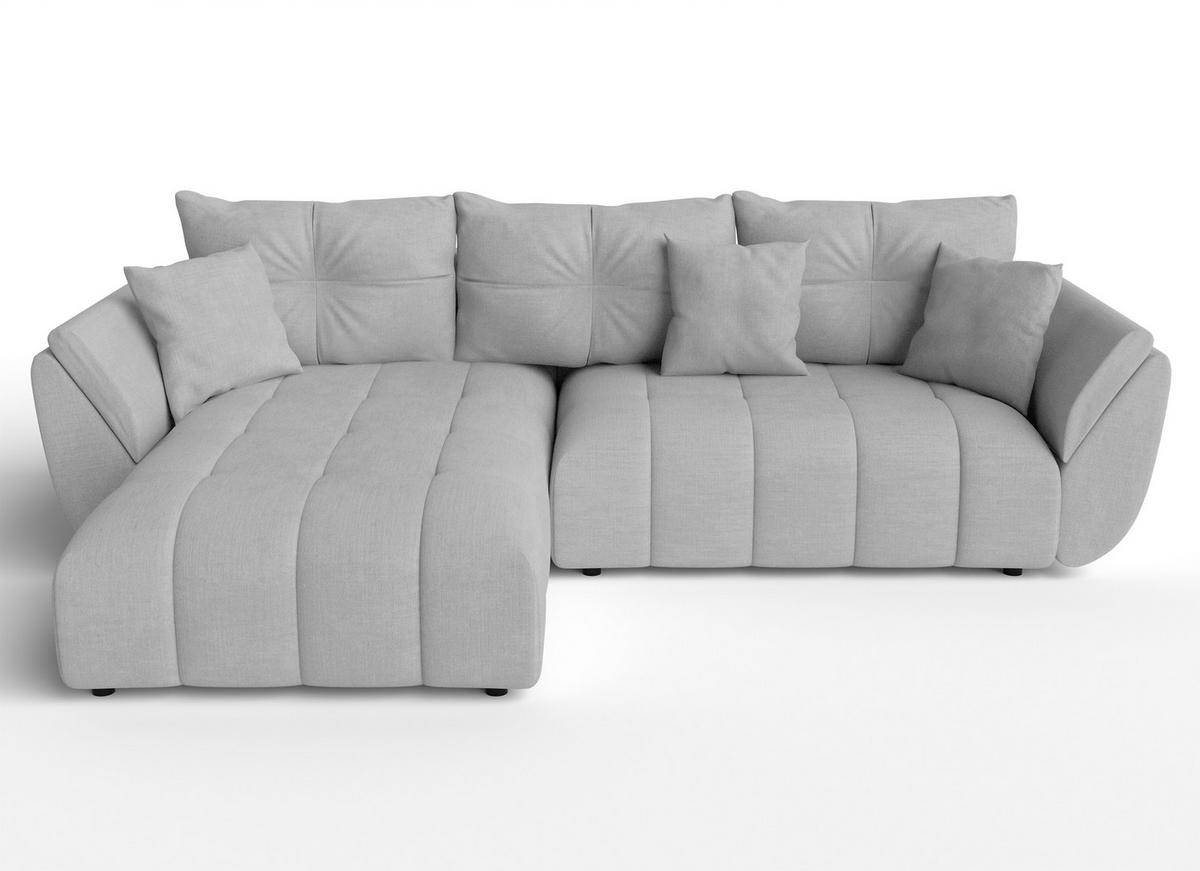 ECKSOFA L Form Verciani Hellgrau 266/190/91 cm mit Schlaffunktion - Hellgrau/Schwarz, Kunststoff/Textil (266/190cm) - AX Living