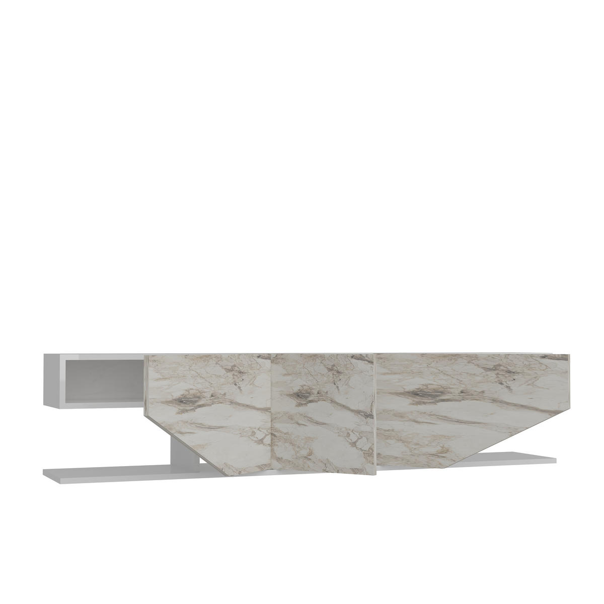 TV-ELEMENT Perle Marmor Weiß - Creme/Weiß, Holzwerkstoff (180/40/30cm) - Decorotika