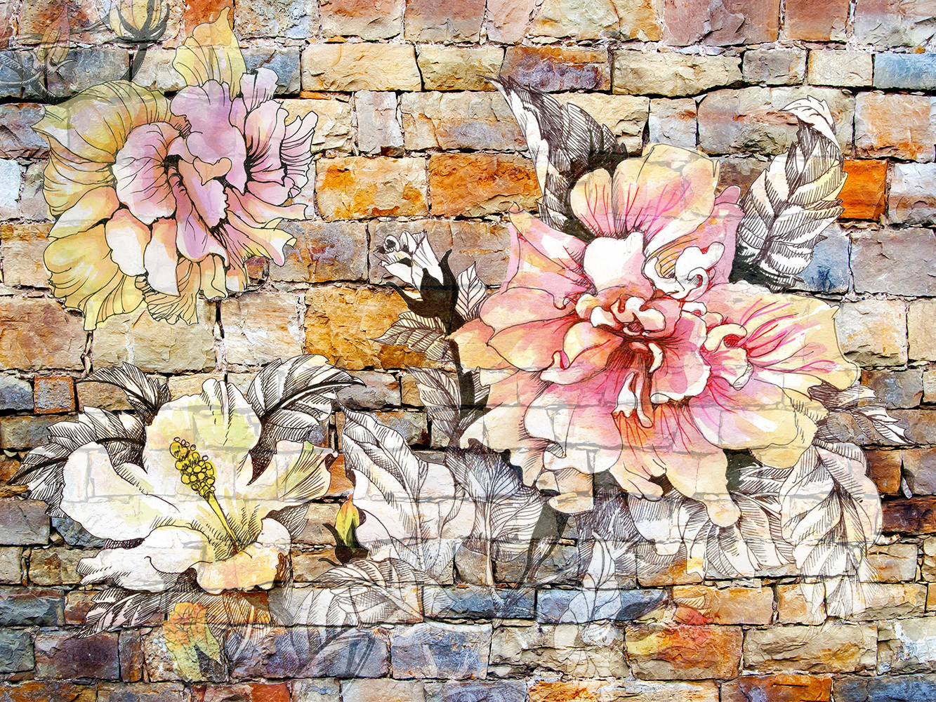 FOTOTAPETE Blumen 375 x 270 cm - Multicolor, Papier (375/270cm) - Sanders & Sanders
