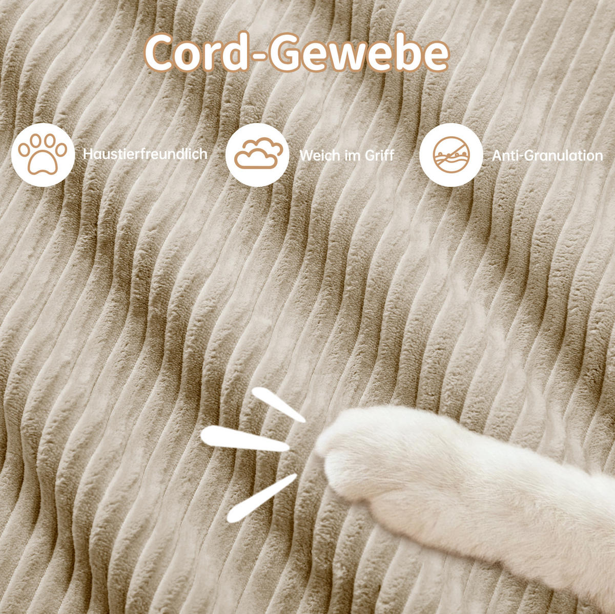 ECKSOFA Beige aus Cord, modular und montagefrei - Beige, Textil (178/298cm) - Flora Grace