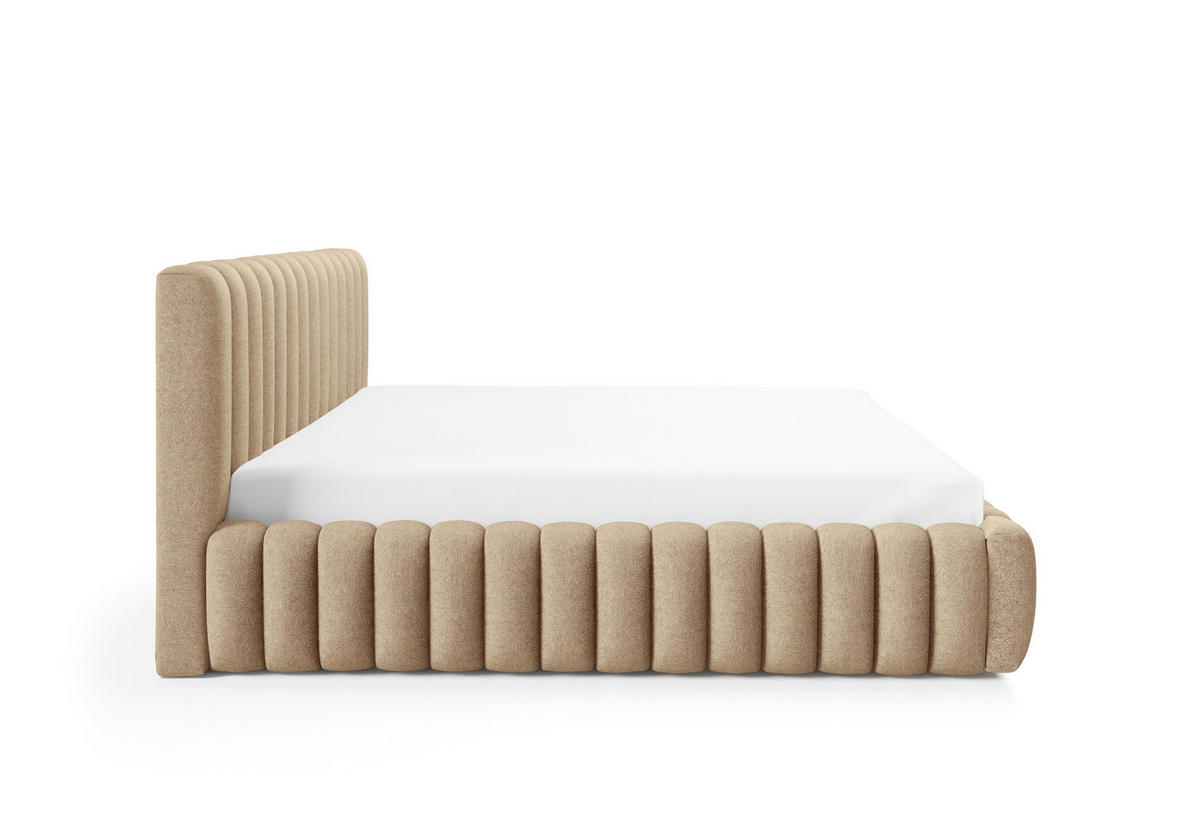 POLSTERBETT BLIVIO 180x200 cm,mit Bettkasten,Lattenrost,Doppelbett,Boxspringbett-Optik-Cappuccino - Taupe, Holz (180/200cm) - Furnistar