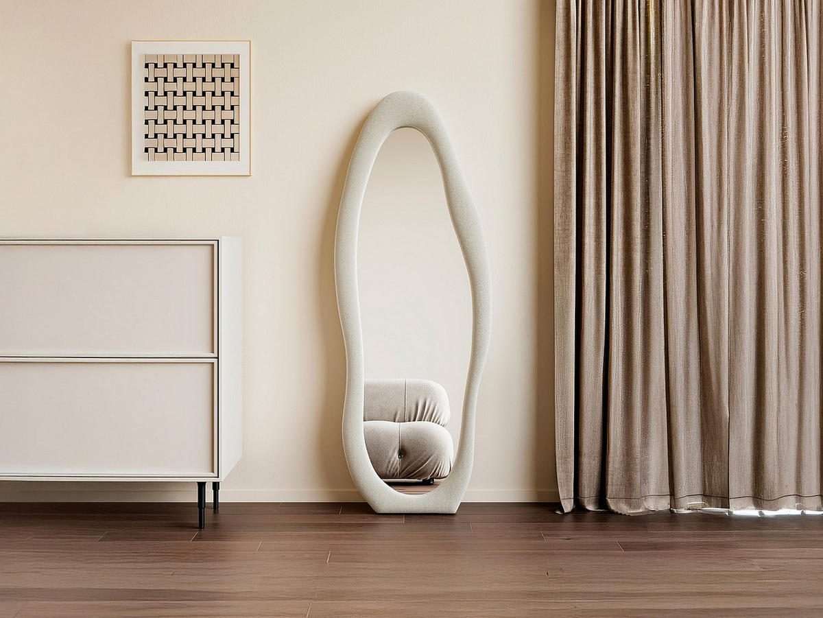 WANDSPIEGEL - 60 cm x 3 cm - samt - cremefarben Lavina - Creme, Textil (60/160/3cm) - Vente-Unique