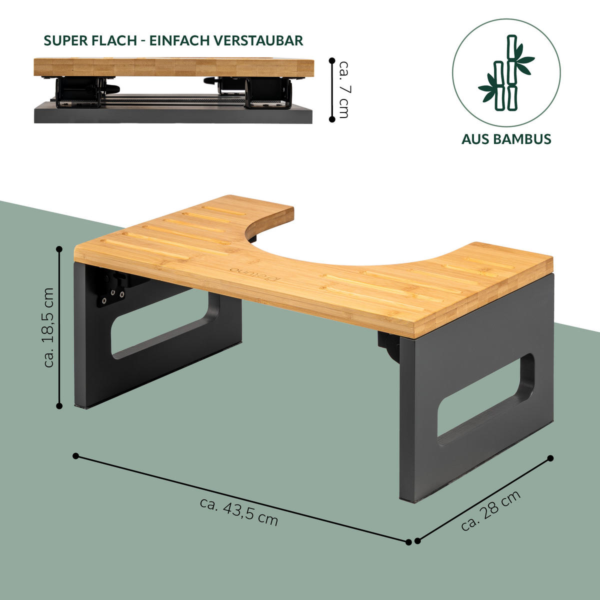 TOILETTENHOCKER Bambus, grau - Grau, Holz (43.5/18.5/28cm) - eluno