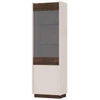 VITRINE Kobbe Beige / Nussbaum 60 cm - Beige, Holzwerkstoff (60/190/40cm) - Selsey