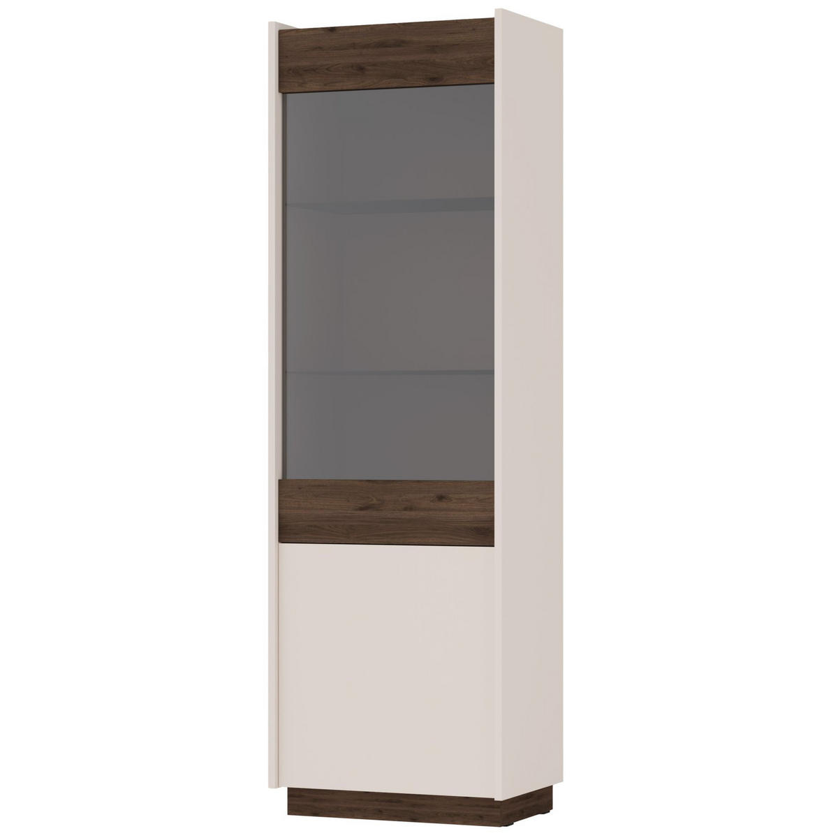 VITRINE Kobbe Beige / Nussbaum 60 cm - Beige, Holzwerkstoff (60/190/40cm) - Selsey