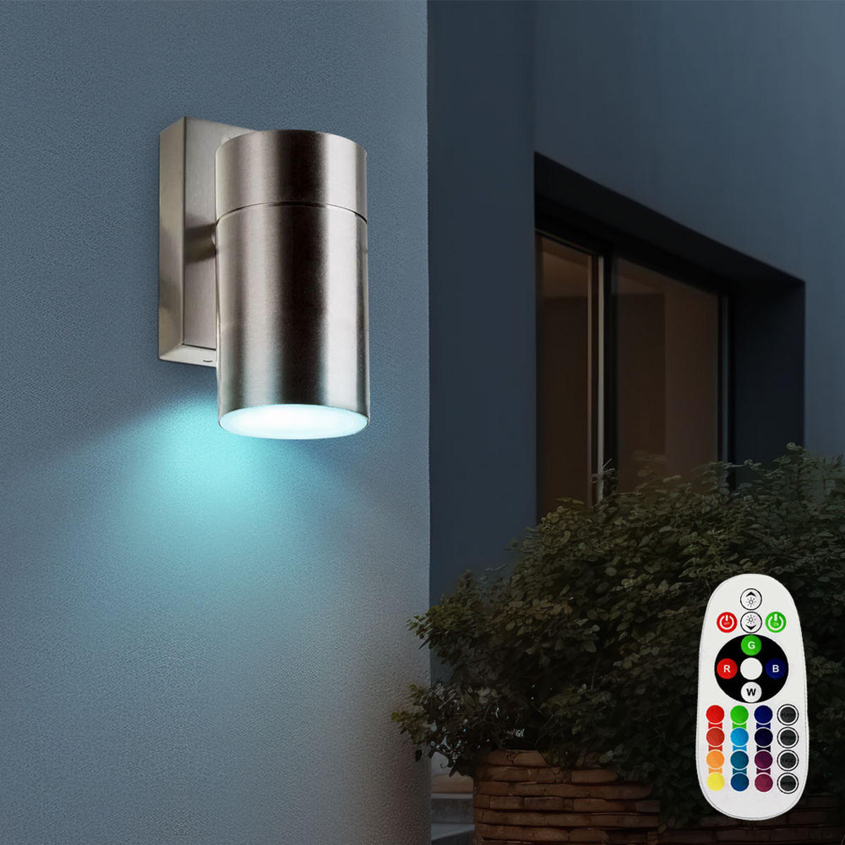 LED AUSSEN-WANDLEUCHTE Edelstahl Silber - Silberfarben, Metall (6/10/6cm)