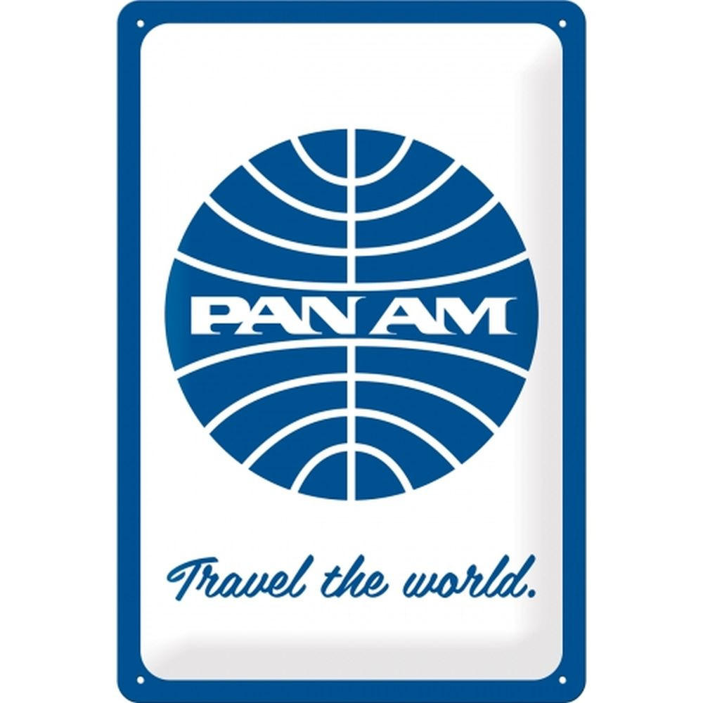 BLECHSCHILD 20/30 cm Pan Am Travel the World Logo White - Multicolor, Metall (20/30/0.2cm) - Nostalgic-Art