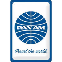 BLECHSCHILD 20/30 cm Pan Am Travel the World Logo White - Multicolor, Metall (20/30/0.2cm) - Nostalgic-Art