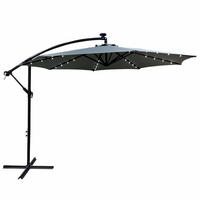 ZAHRADNÍ PARASOL s LED, solární šedý 300/245/300 - šedá, kov/textil (300/300cm) - RAUMHIRSCH FURNITURE