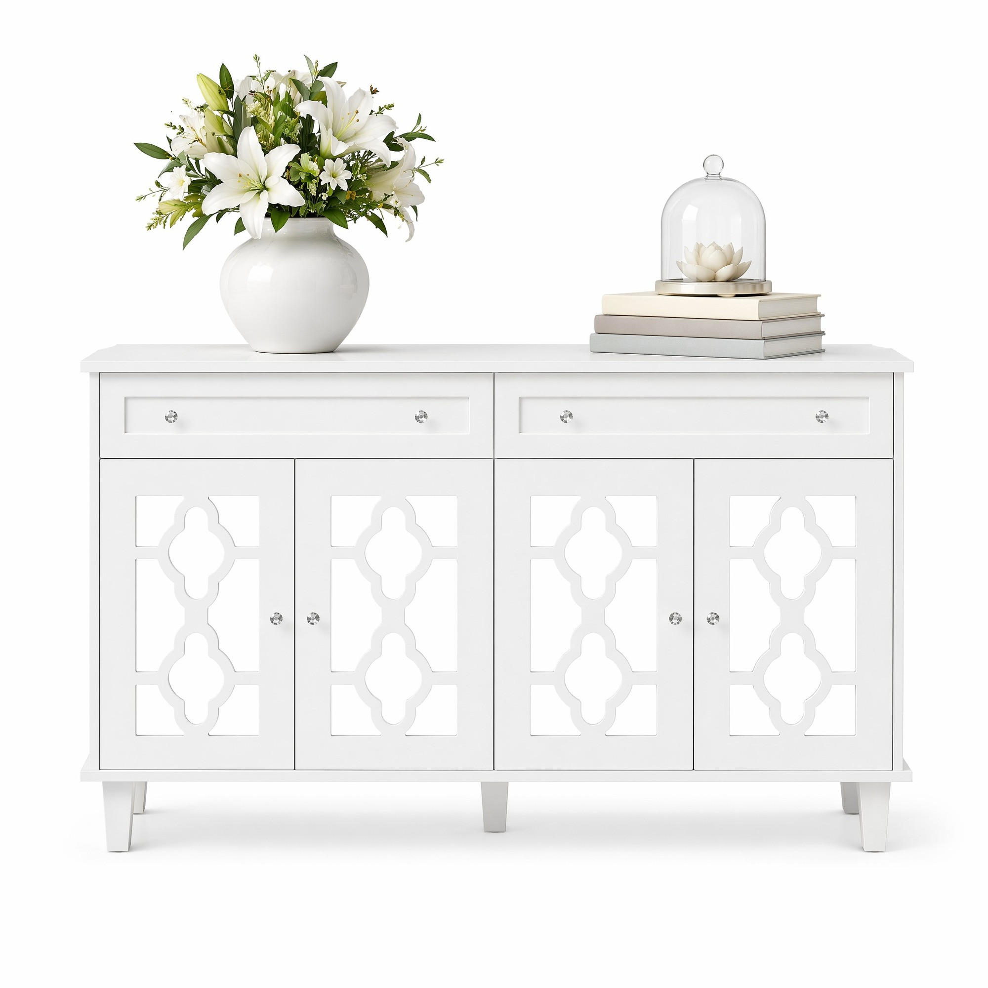 SIDEBOARD in Weiß Anrichte mit Spiegeltüren und Schubladen für Wohnzimmer und Schlafzimmer, B140/T40/H83 cm - Weiß, Glas/Holzwerkstoff (140/83/40cm) - STILVORA