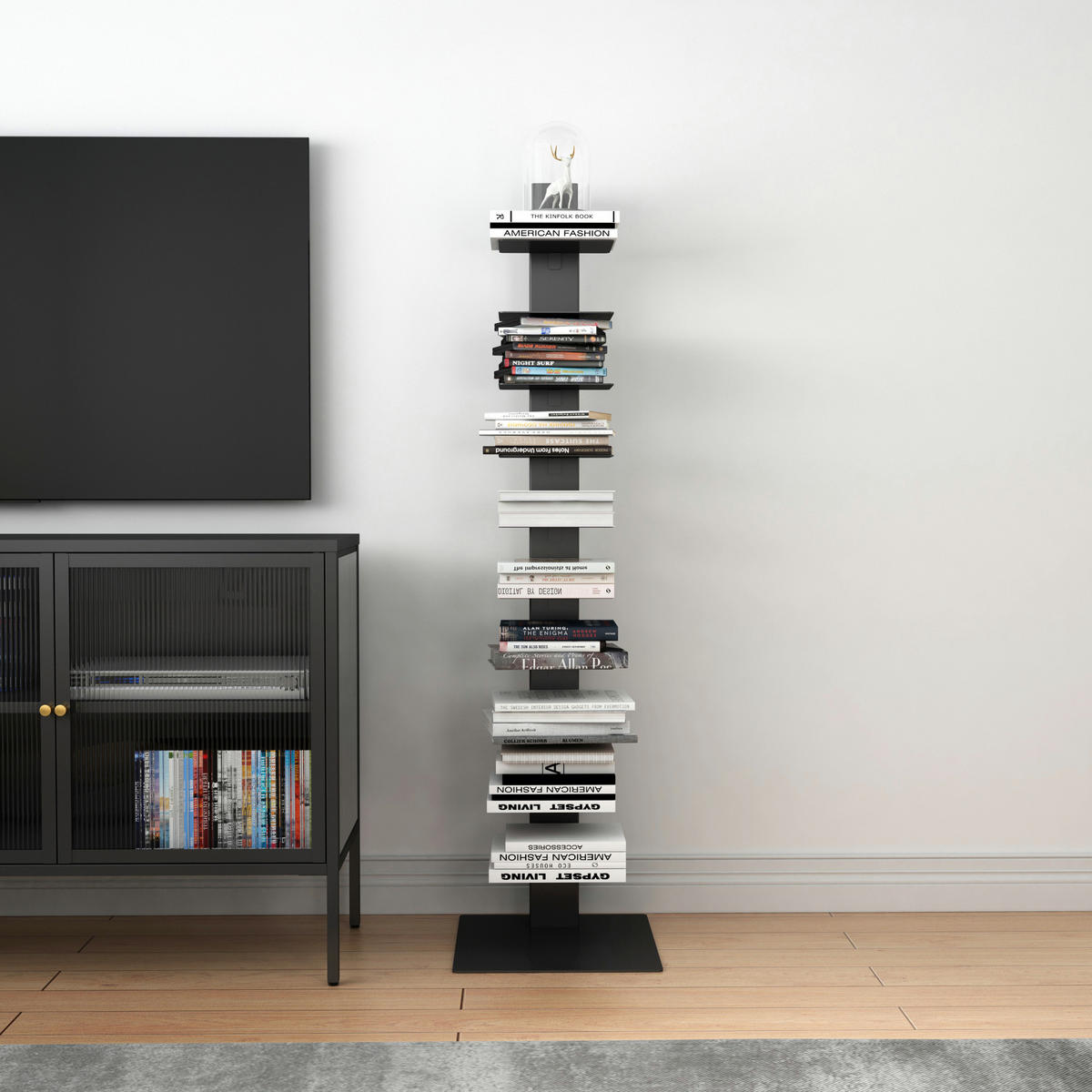 BÜCHERREGAL Eksjö - Schwarz, Metall (39/150/39cm) - [en.casa]