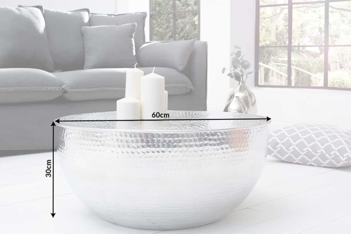 COUCHTISCH ORIENT II Aluminium rund Silber 60cm - Silberfarben/Goldfarben, Metall (60/60/30cm) - riess-ambiente