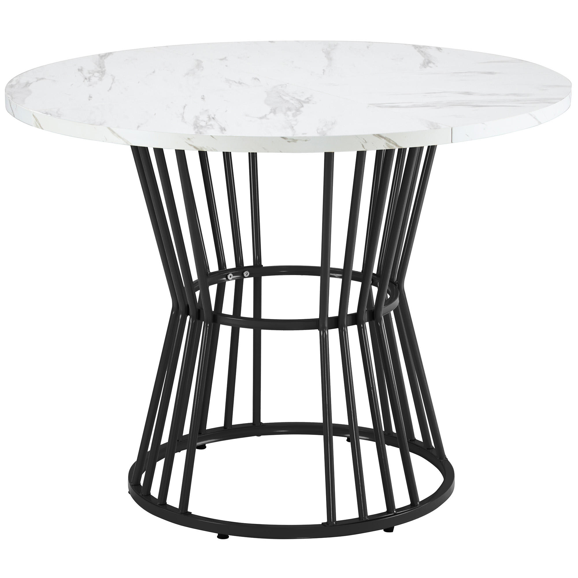 ESSTISCH, MDF mit Marmormuster & Metallgestell, Ø 100/75 cm, Schwarz - Schwarz, Holzwerkstoff (100/100/75cm) - Redom