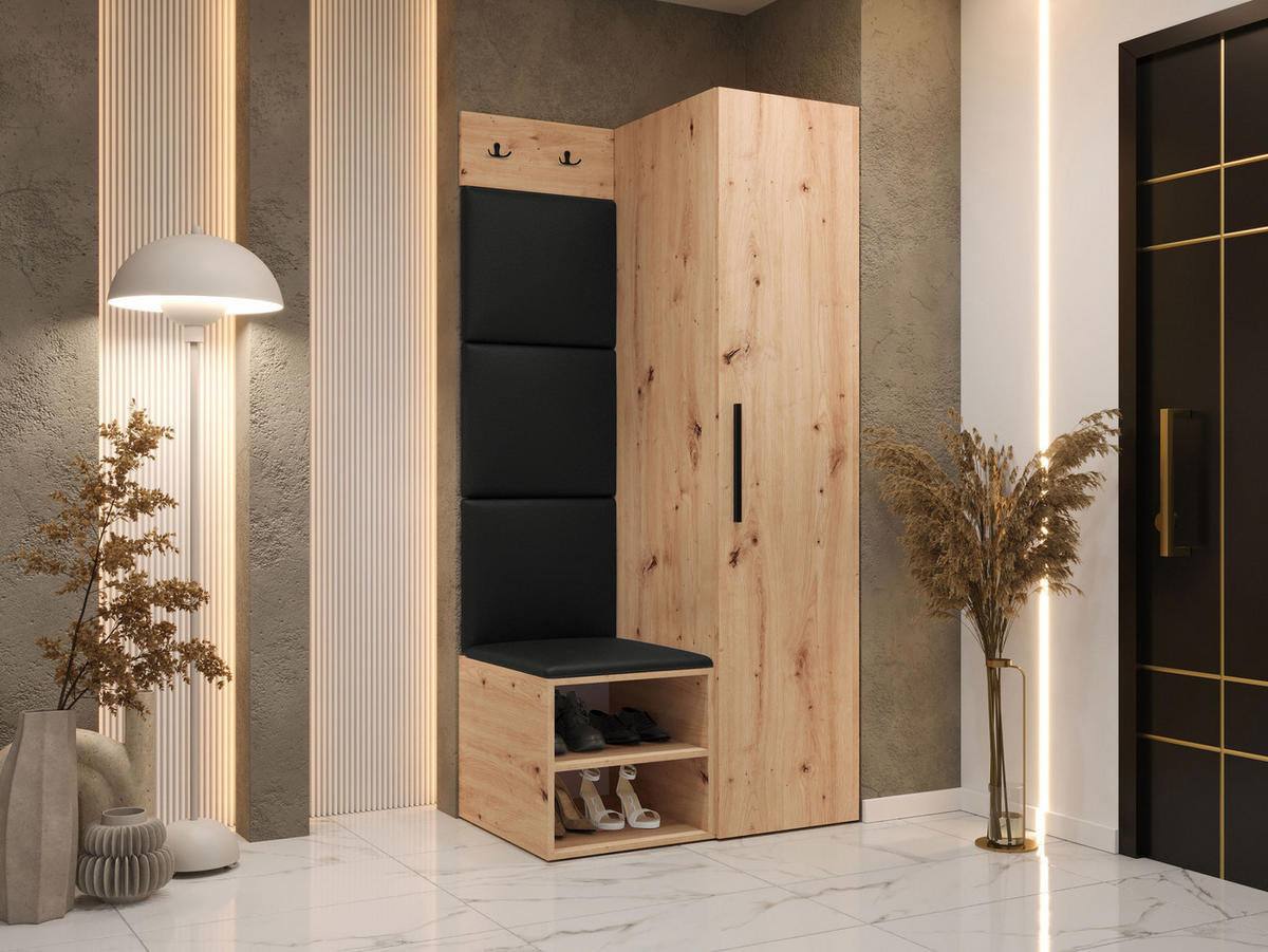 GARDEROBEN-SET Medi III - Schwarz/Eiche Artisan, Holzwerkstoff/Kunststoff (40/191/50cm) - MIRJAN24