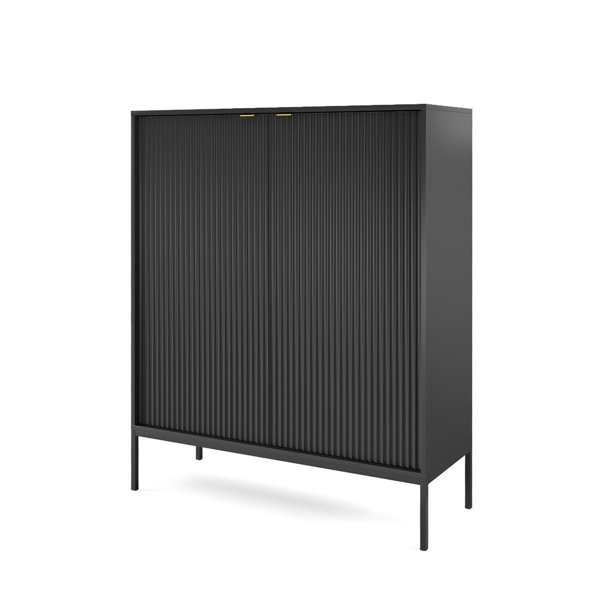 HIGHBOARD Nova Schwarz, Schwarze Beine - Schwarz, Holzwerkstoff/Metall (104/125/39cm) - Bettso