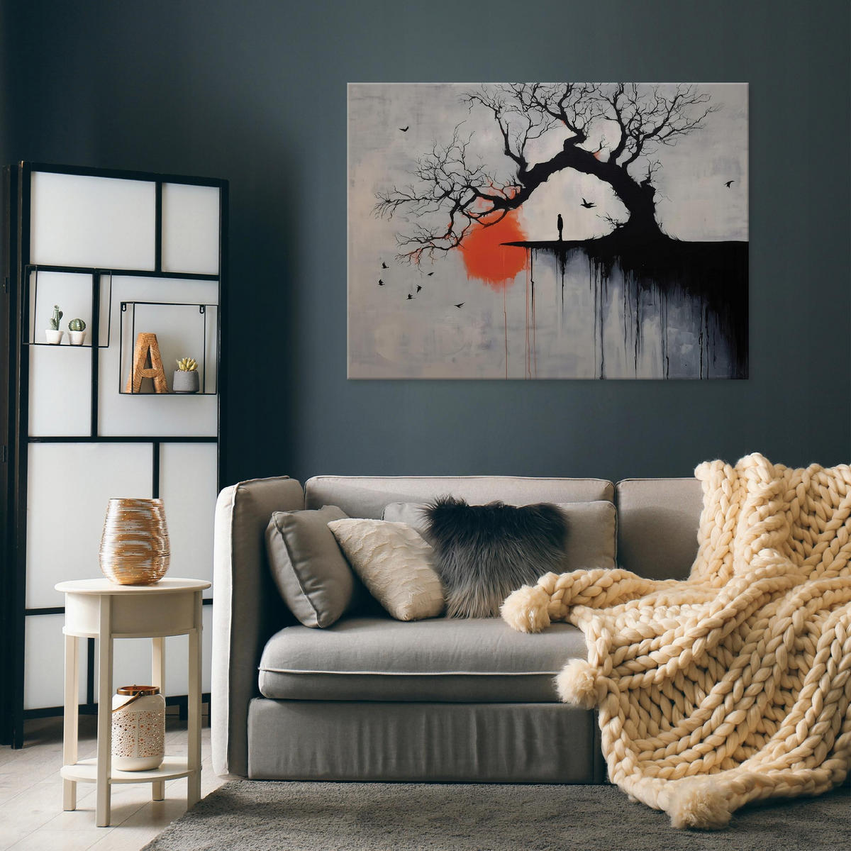 LEINWANDBILD Abstrakt Arbre Schwarz 60x40 cm - Multicolor, Holzwerkstoff (60/40cm) - Wallarena