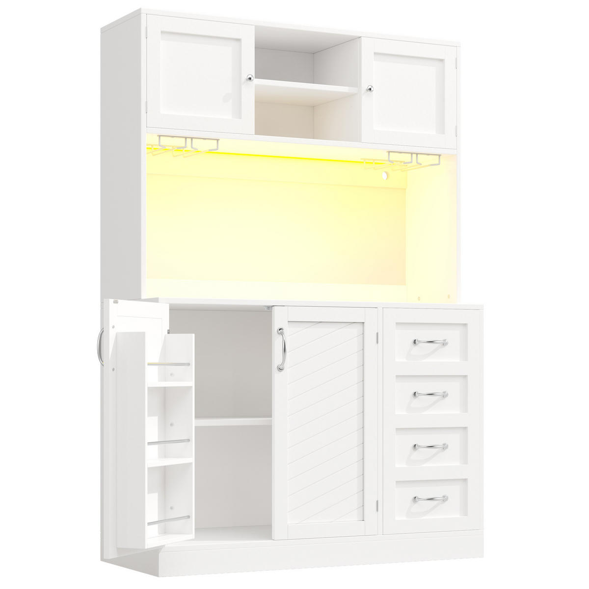 BUFFET 120/188/40 cm Weiß aus MDF mit LED-Beleuchtung - Weiß, Holzwerkstoff (40/188/120cm) - OKMYHOME