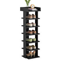 SCHUHREGAL 7-Stufige aus MDF in Schwarz Stabile Konstruktion Offene Ablage Platzsparendes Design 25 x 27 x 104 cm - Schwarz, Kunststoff (25/104/27cm) - Livingandhome