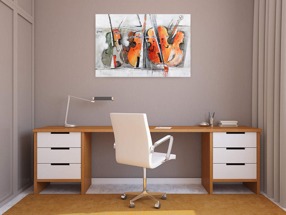 ACRYLBILD HANDGEMALT 120/80 cm - Orange/Grau, Holz/Textil (120/80cm) - KUNSTLOFT