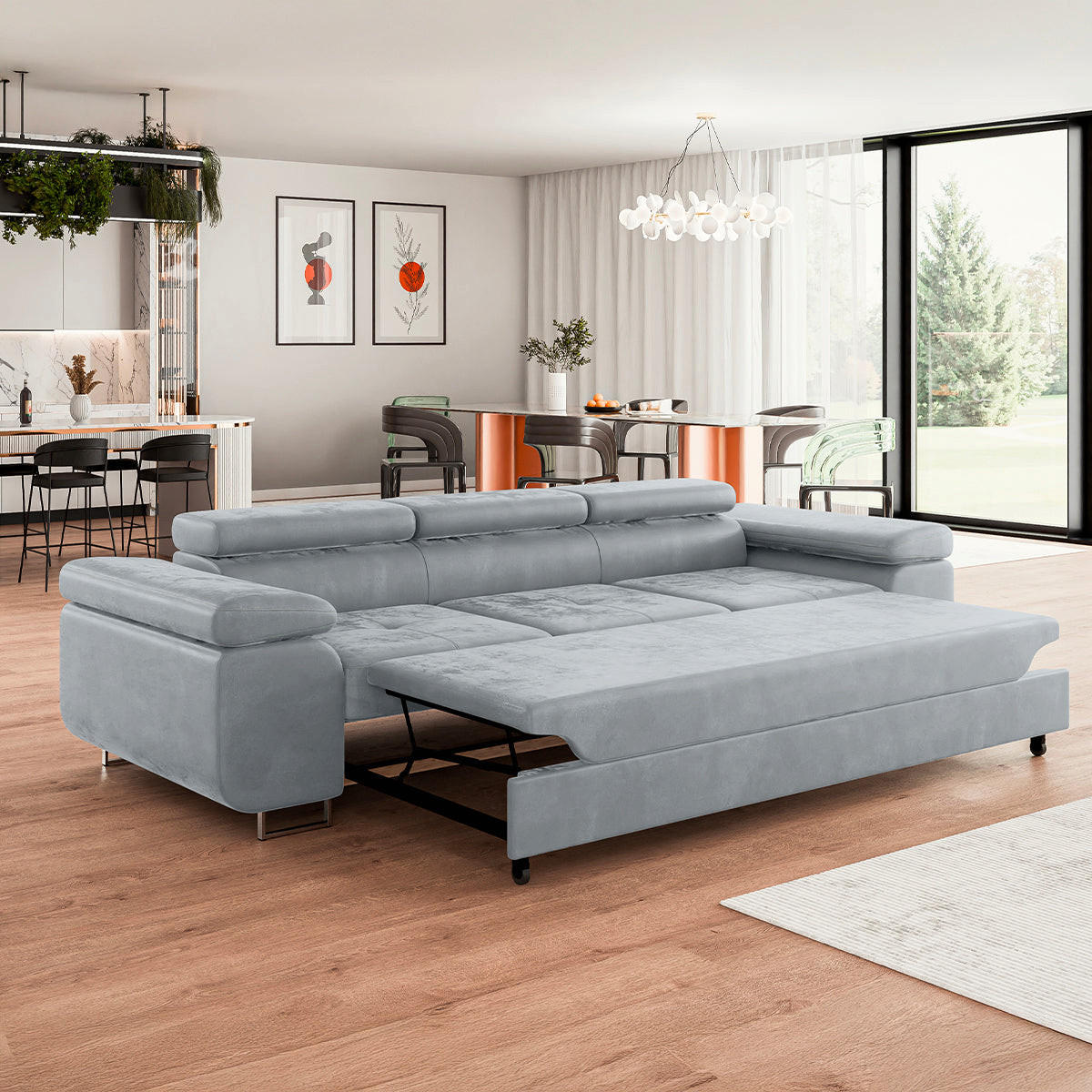 SCHLAFSOFA Wilson 3 Sitzplätze Grau - Grau, Holzwerkstoff (275/69/100cm) - Petits-meubles
