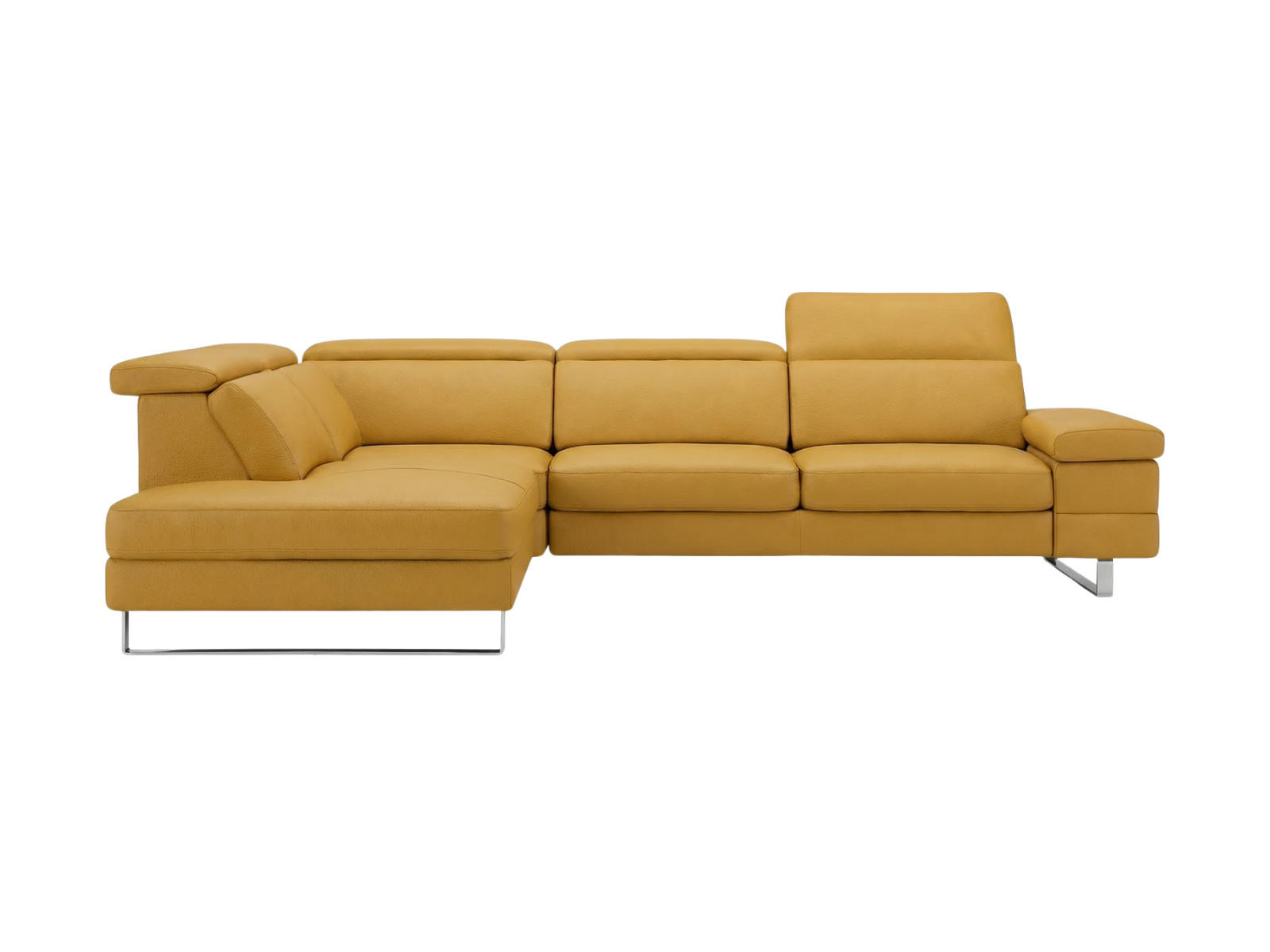 ECKSOFA Virage Echtleder Senfgelb - Gelb, Leder/Metall (263/232cm)