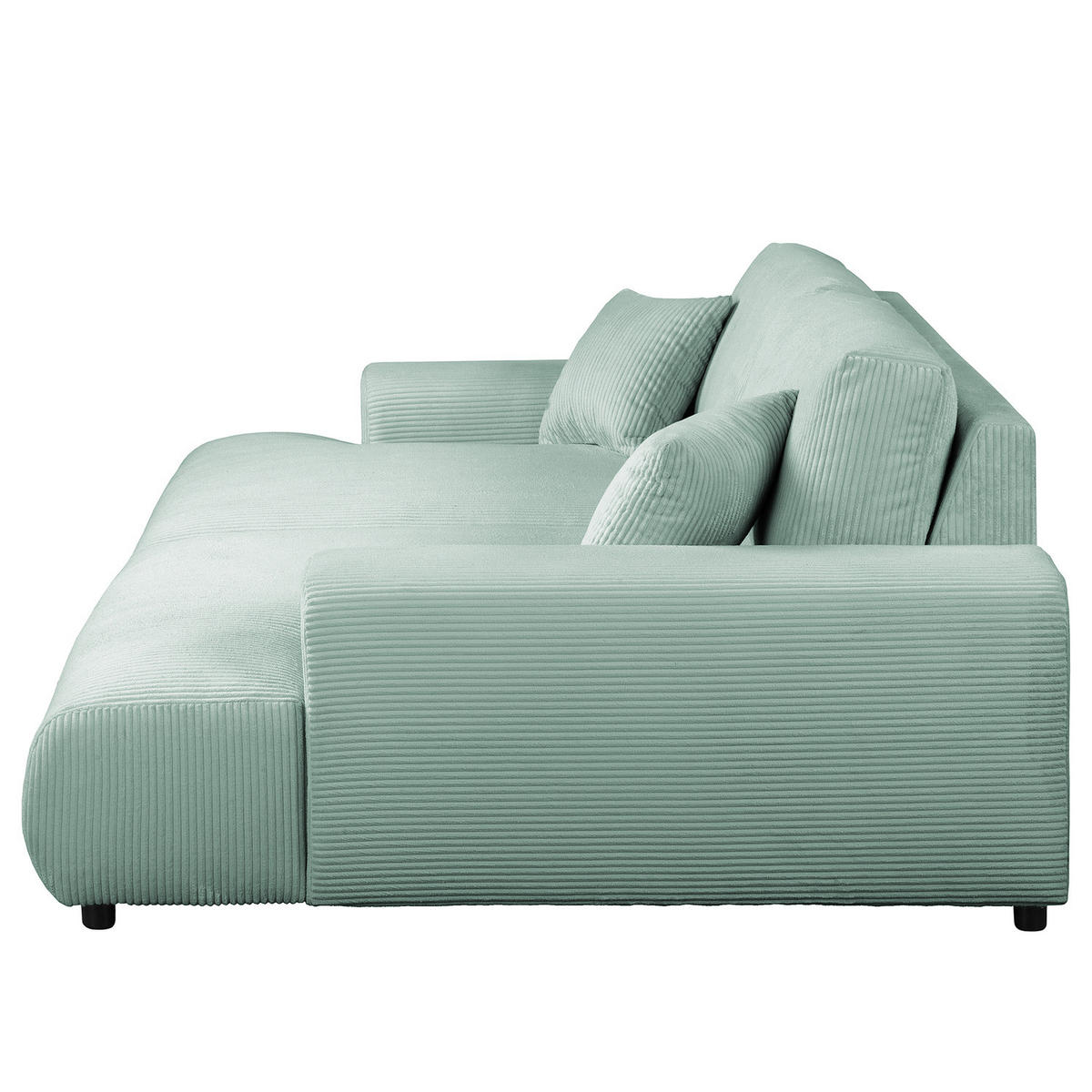 BIGSOFA - Schwarz/Hellblau, Kunststoff/Textil (237/79/144cm) - home24