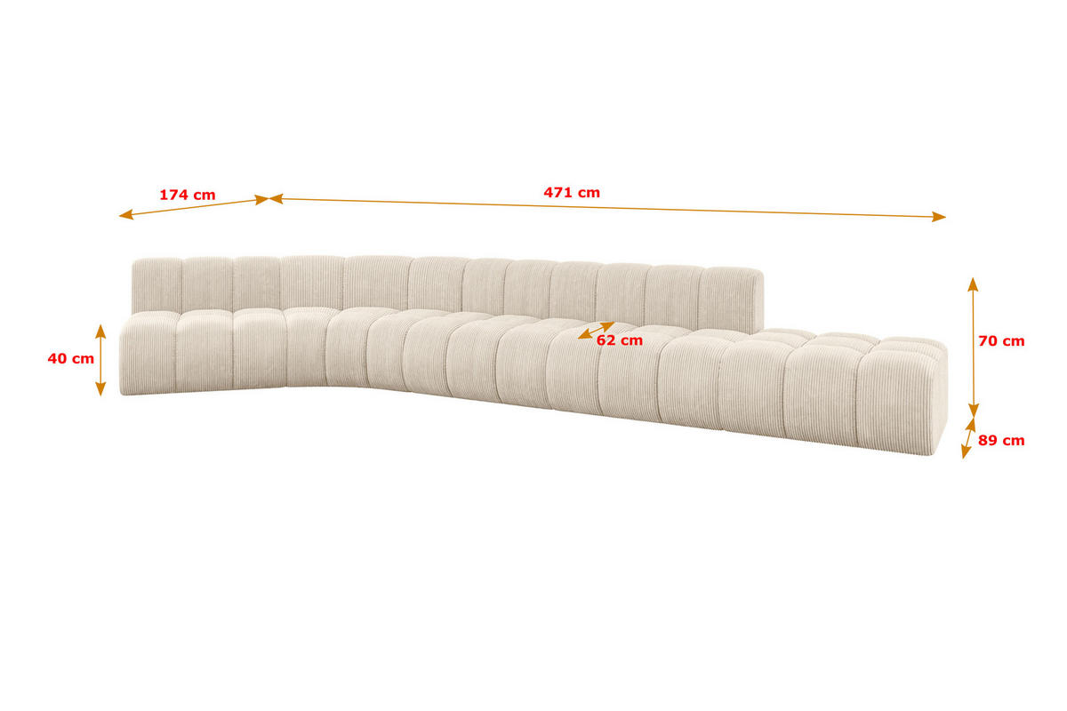 ECKSOFA modulares Sofa Brilo-L2 - 471x174x70 cm Beige - Beige, Holzwerkstoff/Textil (471/174cm) - ALTDECOR