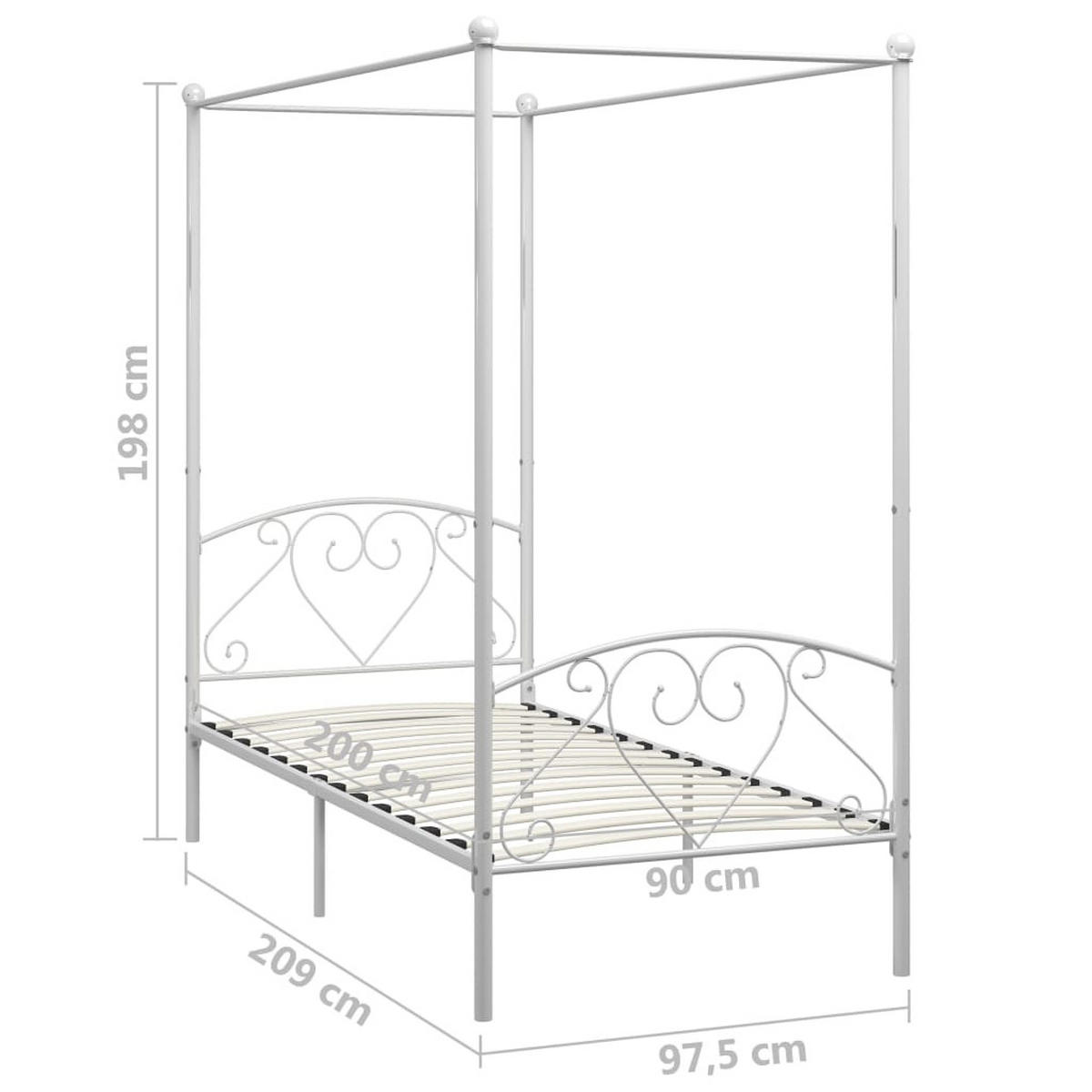 HIMMELBETT-GESTELL WEISS METALL 90 X 200 CM - Weiß, Metall - vidaXL