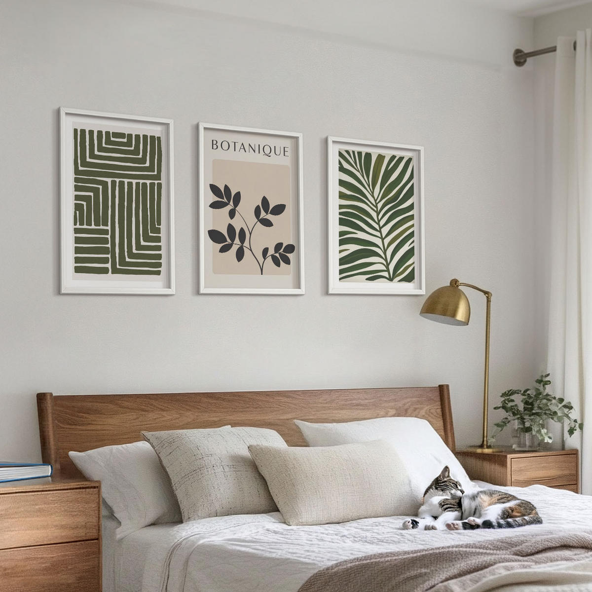 BILDER SET 3er Set - 40x60 cm Weißer Rahmen - Botanischer Boho-Minimalismus - Weiß, Kunststoff (40/60cm) - TULUP
