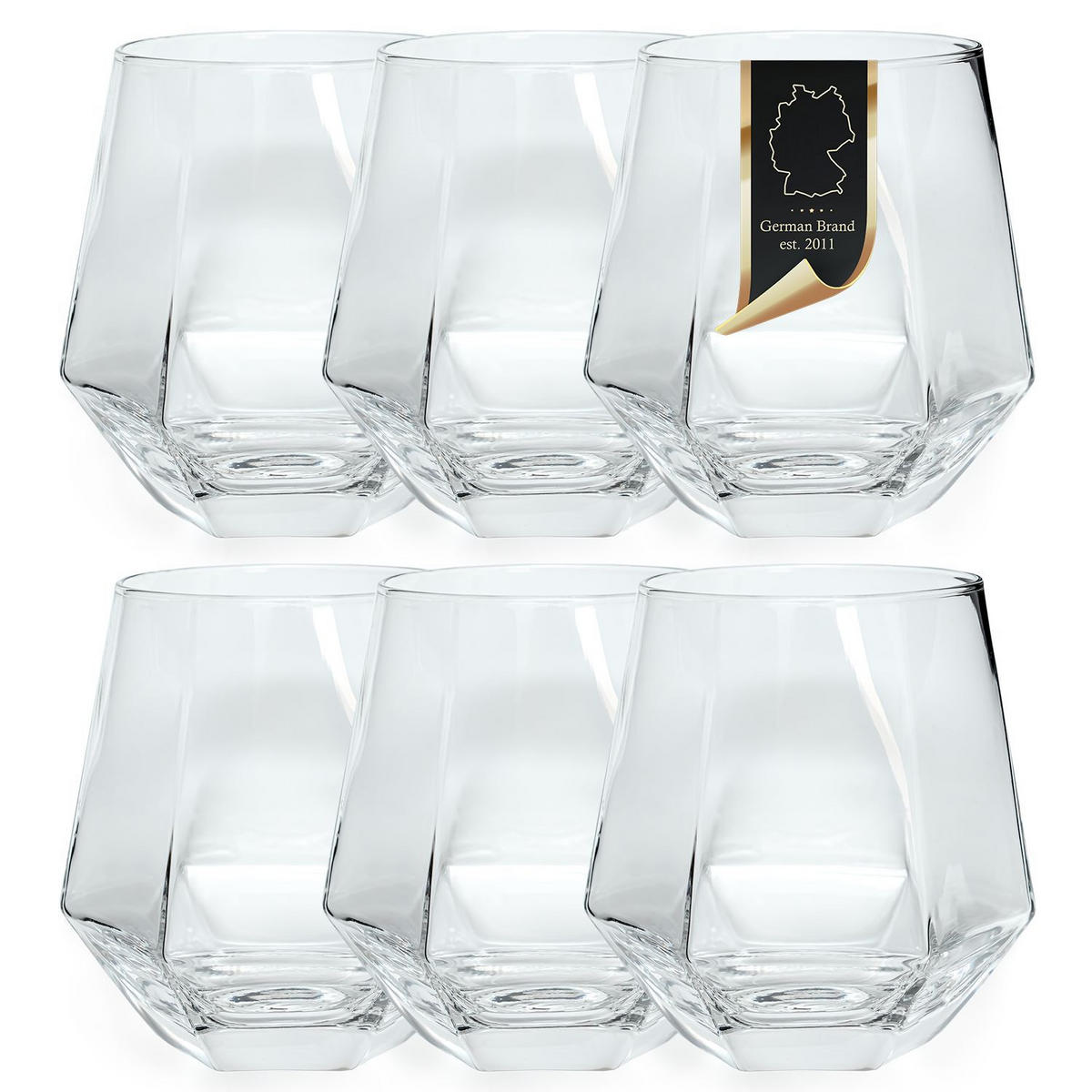 TRINKGLAS SET im Hexagon Design 240 ml (6-tlg) - Transparent, Glas - Intirilife