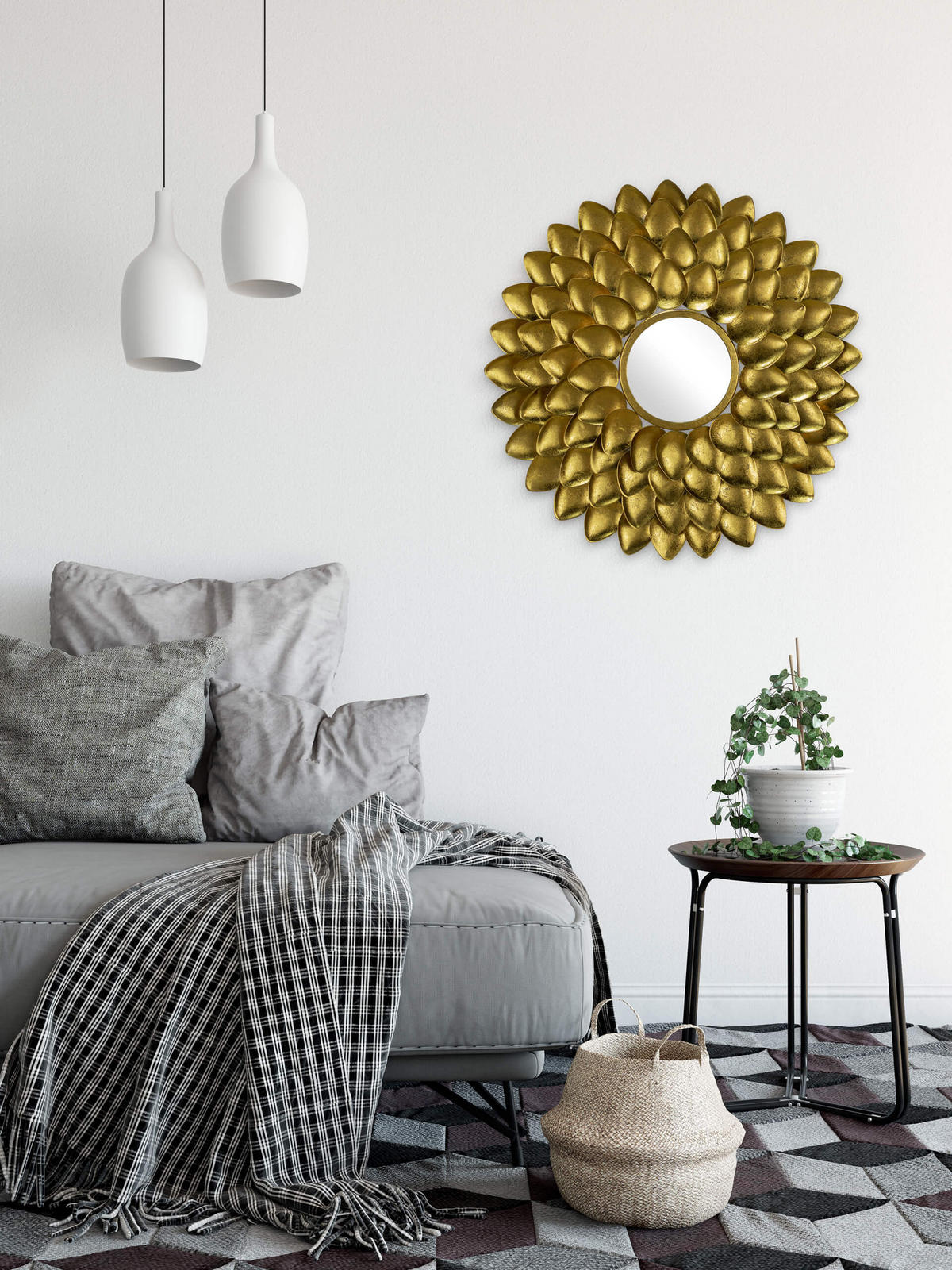 WANDSPIEGEL Gold 74,5/75 cm - Goldfarben, Metall (5.21/75/4cm) - KUNSTLOFT