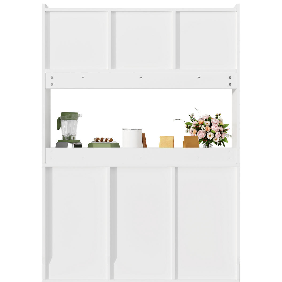 KUHINJSKA omara 120/35/167 cm z LED osvetlitvijo, steklenimi drsnimi vrati in nastavljivimi policami, Bela - bela, leseni material (120/167/35cm) - Redom