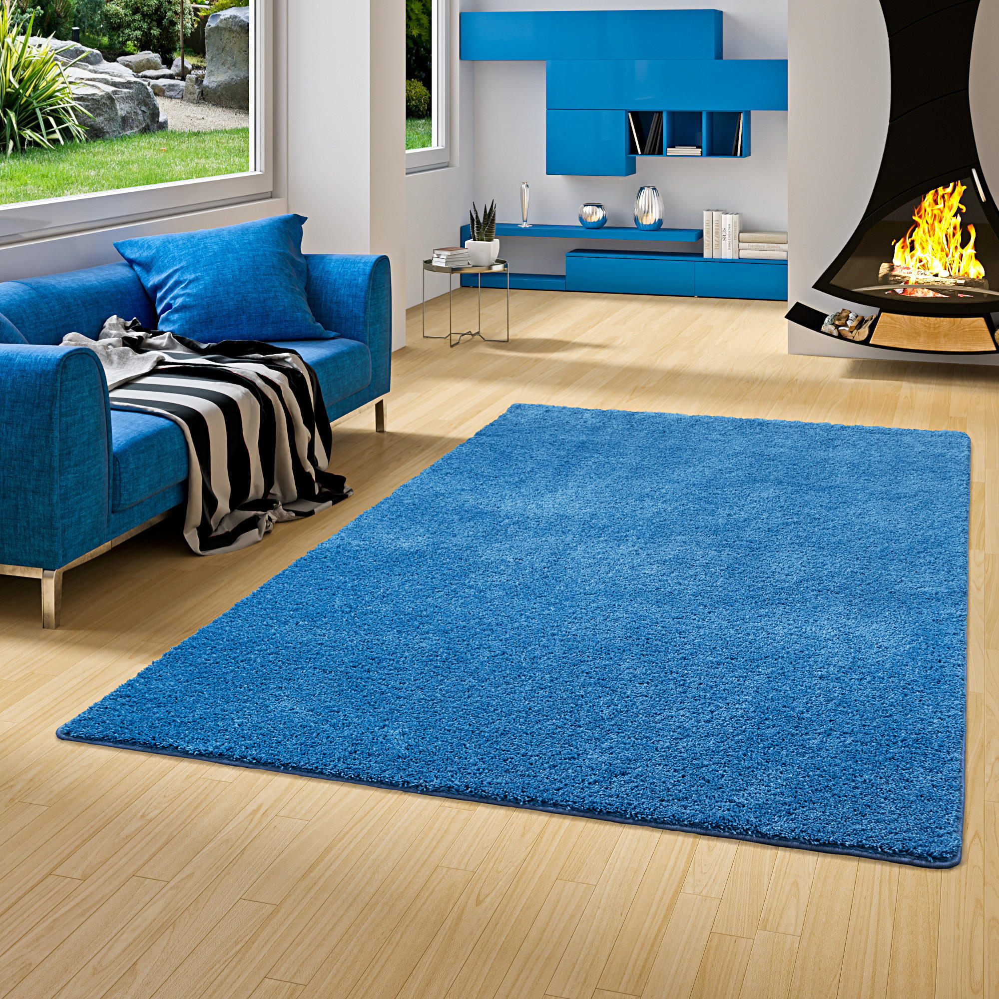 HOCHFLOR SHAGGY TEPPICH PALACE - Blau, Textil (200/250cm) - Snapstyle