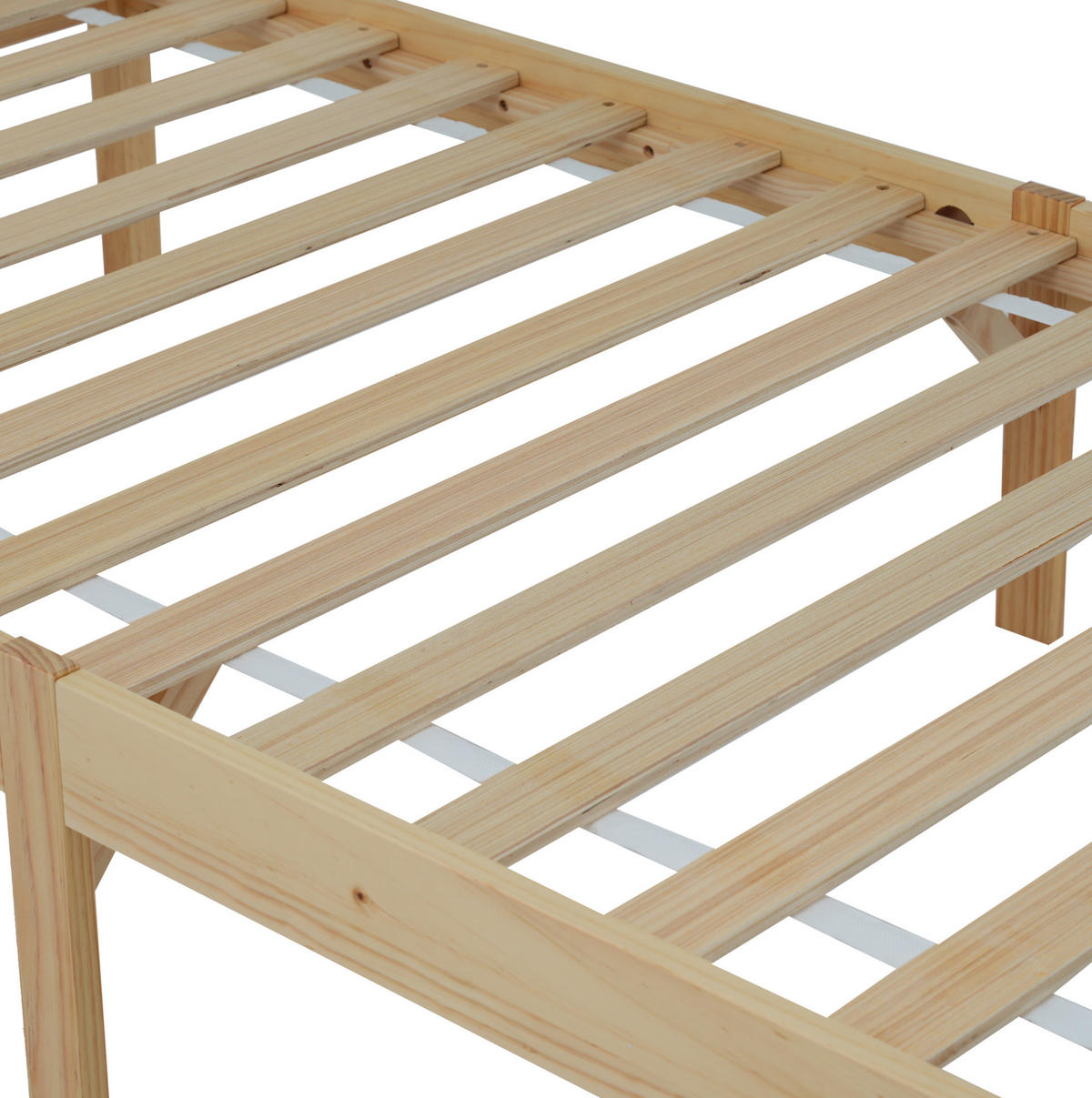 RAHMENBETT 90/200 cm Kiefernholzrahmen mit Kopf- und Fußteil in Weiß und Natur - Naturfarben, Holz (140/200cm) - OKWISH