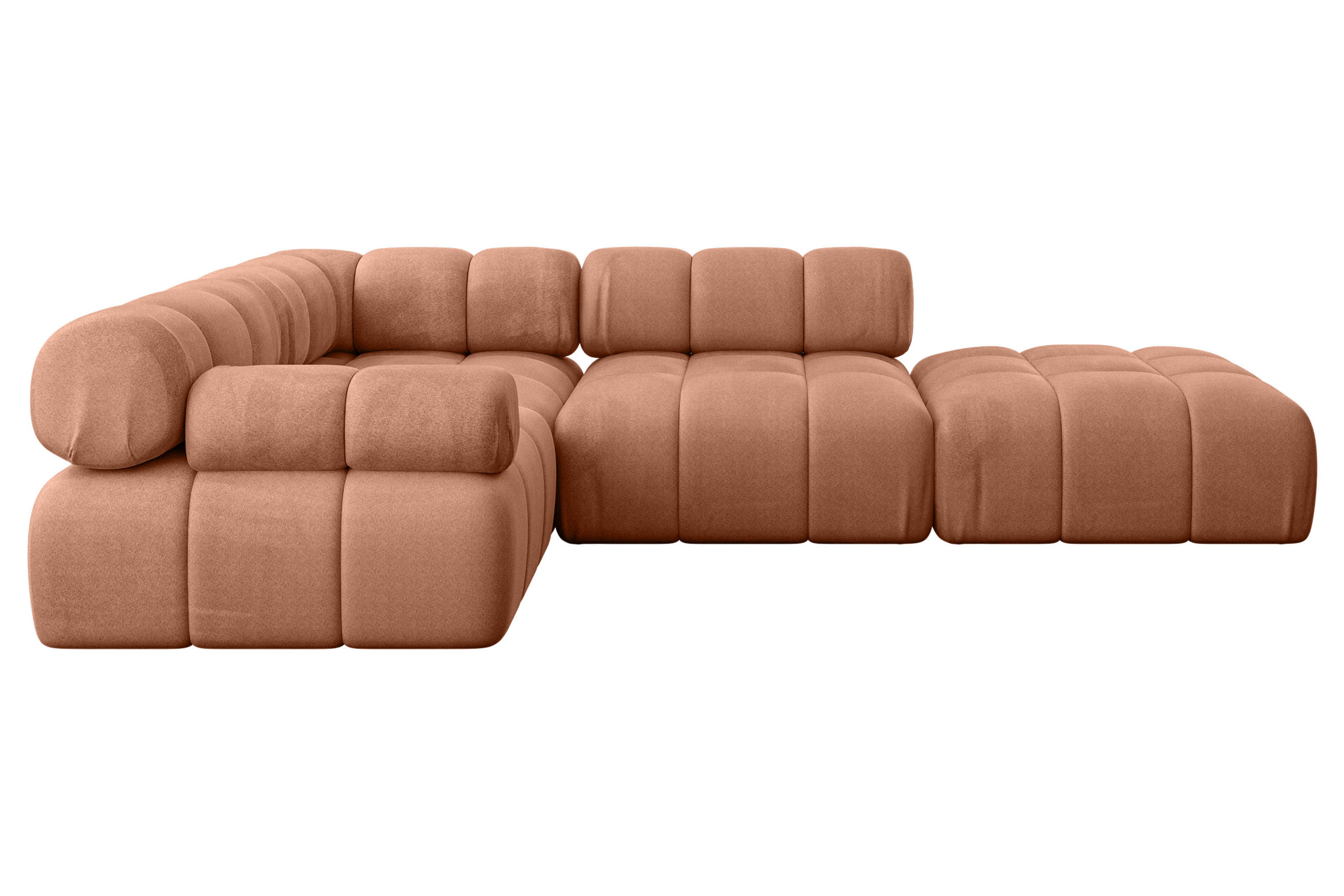 ECKSOFA modulares Sofa Felto-L1 - 285x190x70 cm Apricot Velours - Koralle, Holzwerkstoff/Textil (285/190cm) - ALTDECOR