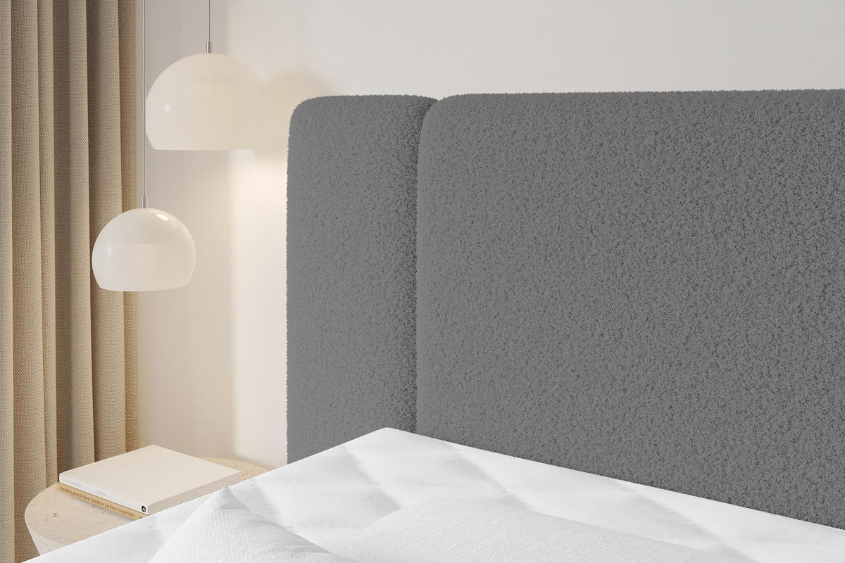 BOXSPRINGBETT mit Matratze H3/H4 - EVON KING - 140x200 cm Grau - Taupe, Holzwerkstoff (140/200cm) - ALTDECOR