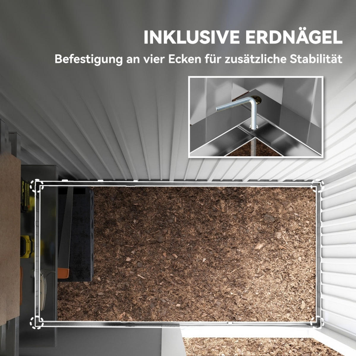 GERÄTESCHUPPEN WELLSTAHL 155x87 cm Dunkelgrau - Grau, Metall (95/181/161cm) - ComfortXL