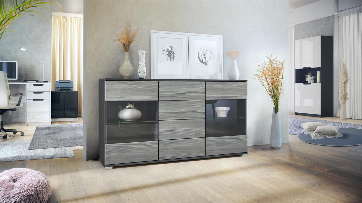 SIDEBOARD Bari Avola-Anthrazit - Anthrazit, Holzwerkstoff (138.5/75.5/35cm) - Vladon