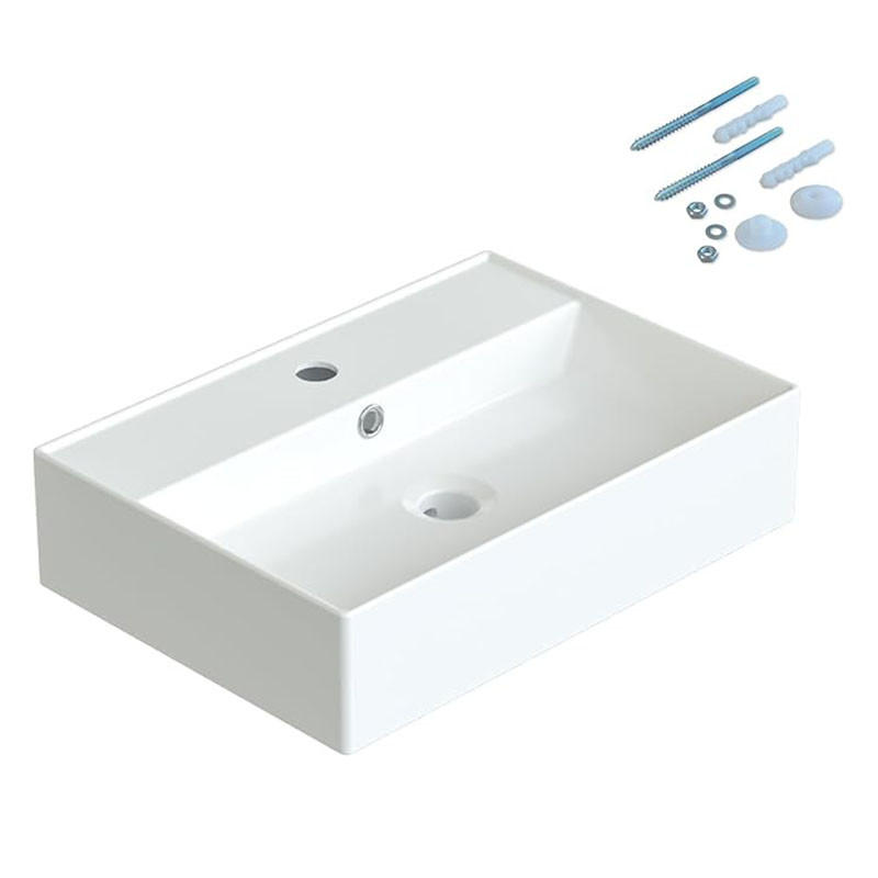 WASCHBECKEN für Badezimmer 500 x 350 x 125mm - Weiß, Keramik (50/12.5/35cm) - HOROW