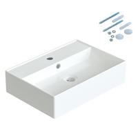 WASCHBECKEN für Badezimmer 500 x 350 x 125mm - Weiß, Keramik (50/12.5/35cm) - HOROW