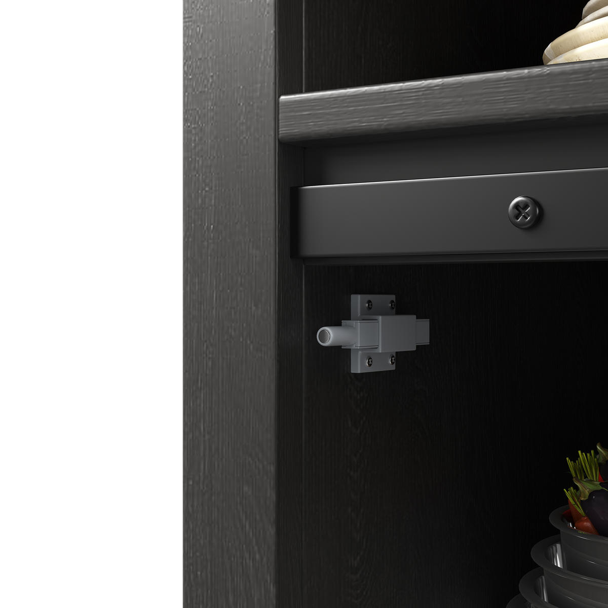 HIGHBOARD in Schwarz Mehrzweckschrank mit USB-Anschluss und LED B120/T40/H174.5cm, für Küche Esszimmer - Schwarz, Holzwerkstoff (120/174.5/40cm) - STILVORA