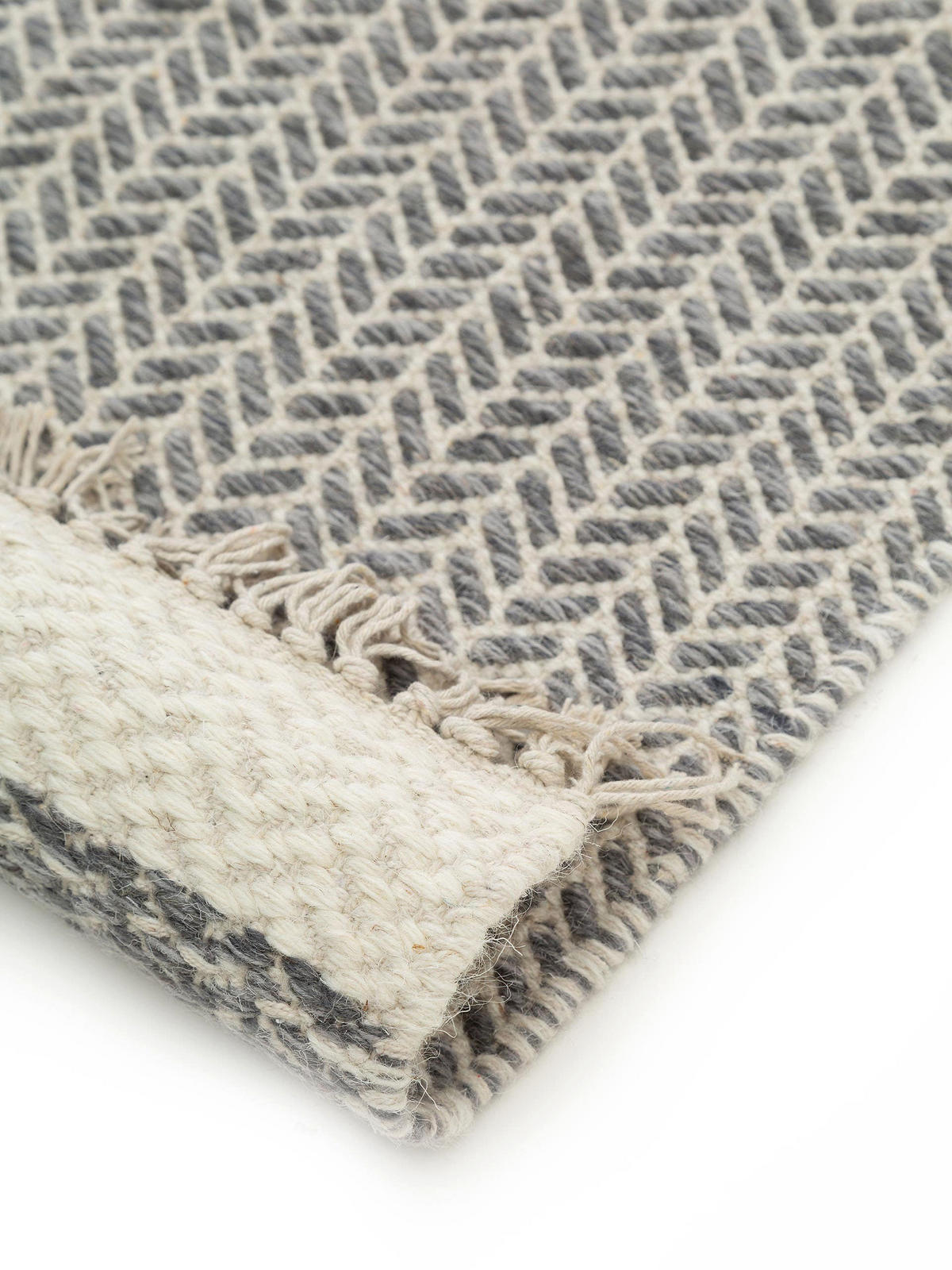 WOLLTEPPICH-LÄUFER Kim Grau 70x200 cm - Grau, Textil (70/200cm) - benuta Pure