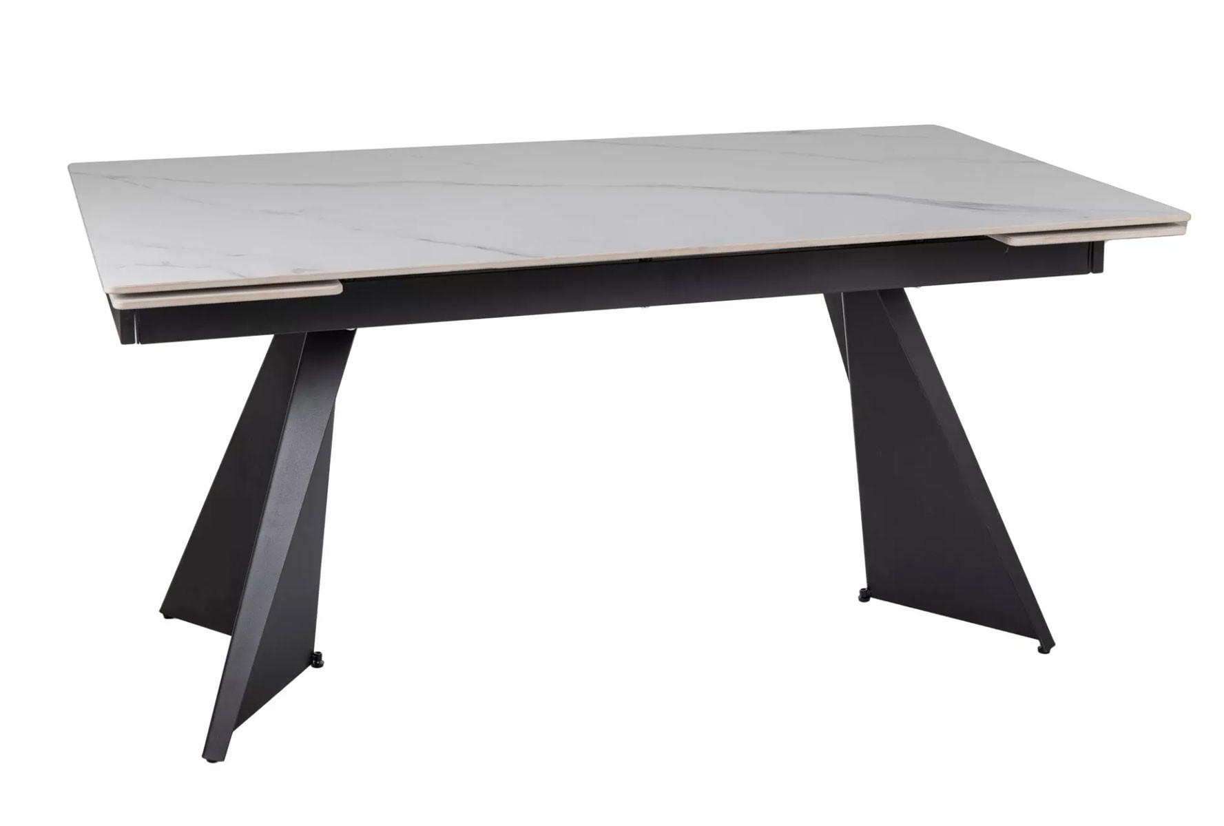 ESSTISCH Laconi Weiß Marmor / Schwarz Matt 160-220 / 90 / 75cm - Schwarz/Weiß, Holz/Keramik (90/220/75cm) - Feldmann-Wohnen