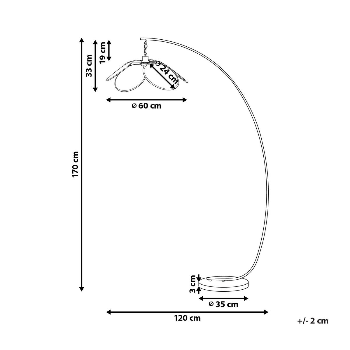 STEHLAMPE Merrica 60/120/170 cm - Schwarz, Metall (60/120/170cm) - Beliani