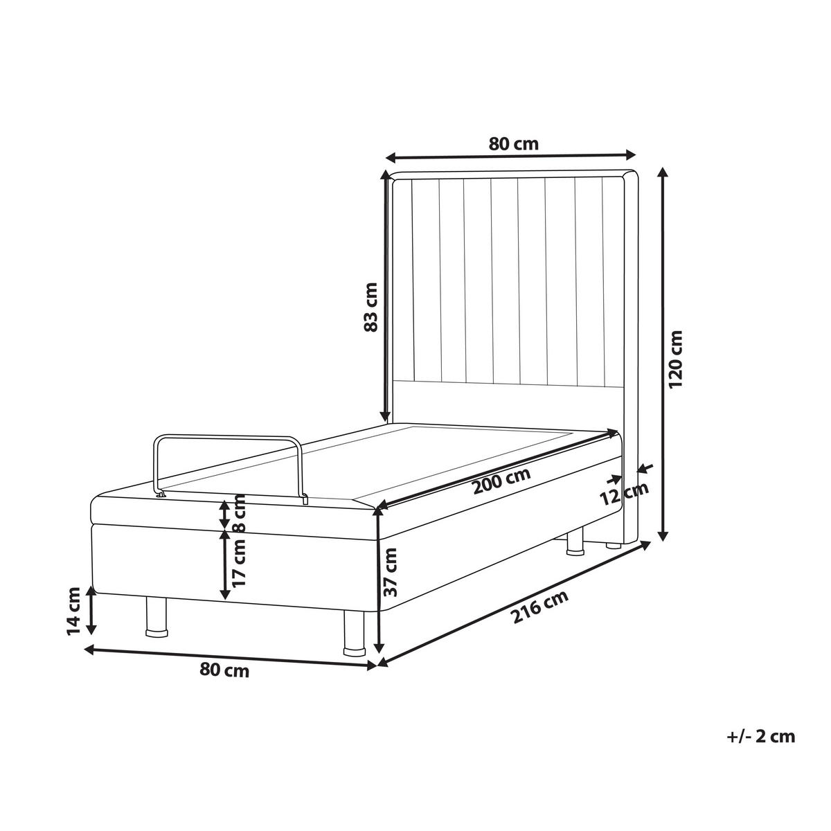 BETT 80/200 cm Cremeweiß Duke II - Schwarz/Weiß, Textil (80/200cm) - Beliani
