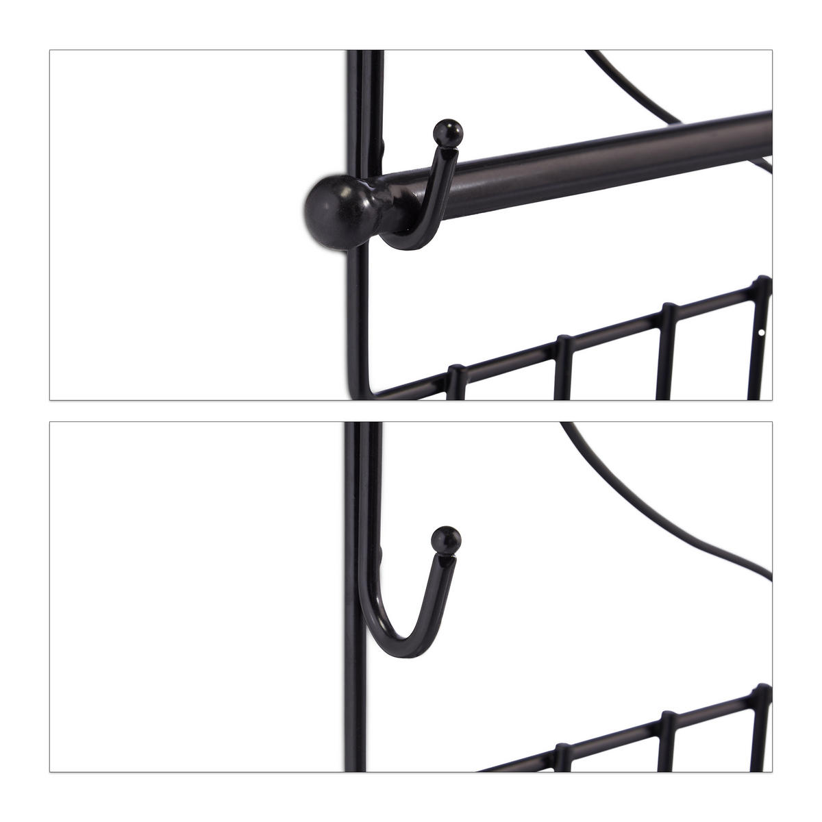 SCHMUCKHALTER Wand - Schwarz, Metall (36.5/30/3.5cm) - Relaxdays