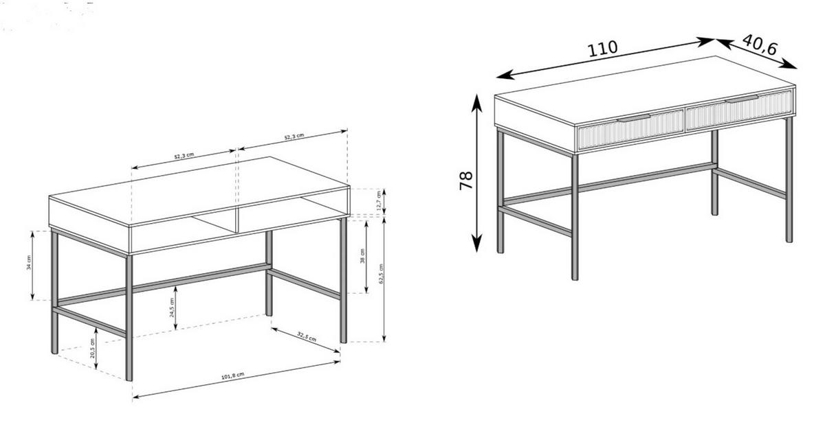 KONSOLENTISCH ZIGO mit 110 / 78 / 40,6, Kaschmir - Kaschmir, Holzwerkstoff (40.6/110/78cm) - MASSENO