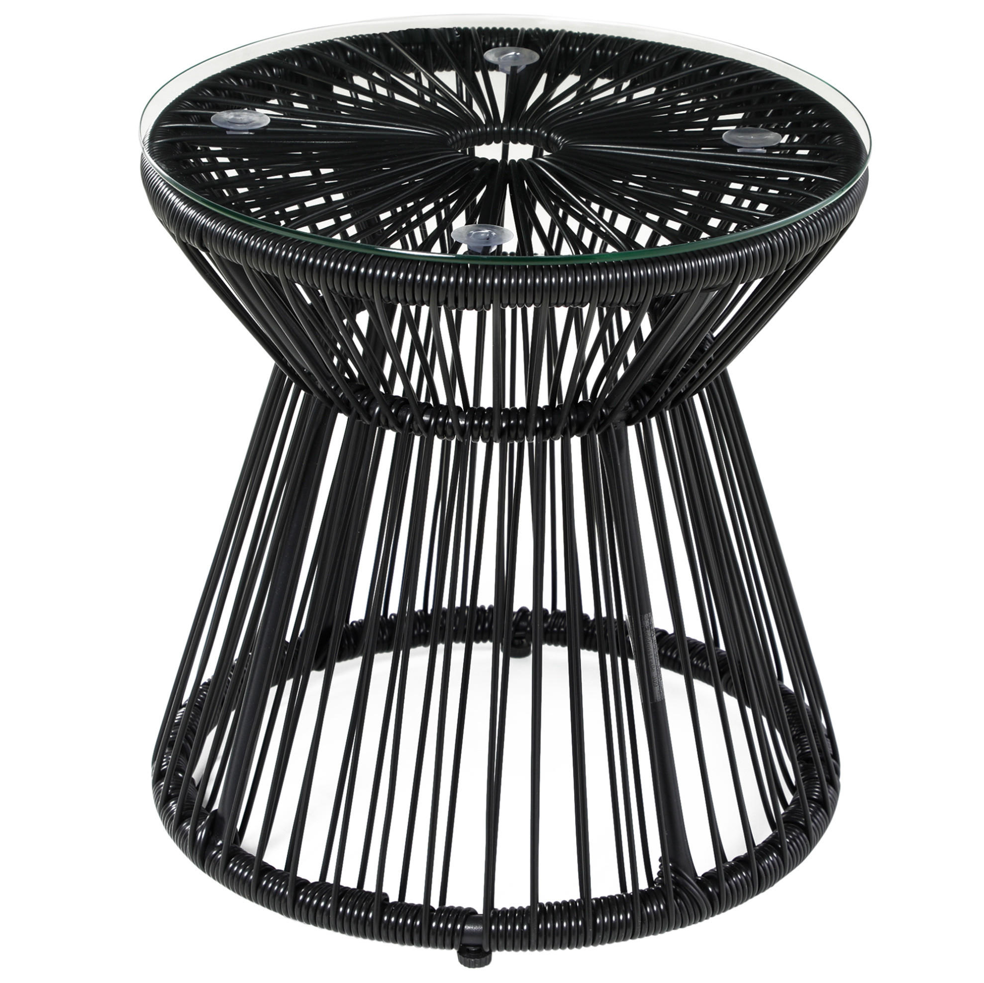 GARTENTISCH Beistelltisch 40/40/42 cm aus PE-Rattan mit gehärteter Glasplatte Schwarz - Schwarz, Metall (40/40/42cm)