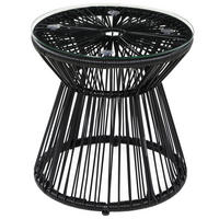 GARTENTISCH Beistelltisch 40/40/42 cm aus PE-Rattan mit gehärteter Glasplatte Schwarz - Schwarz, Metall (40/40/42cm)