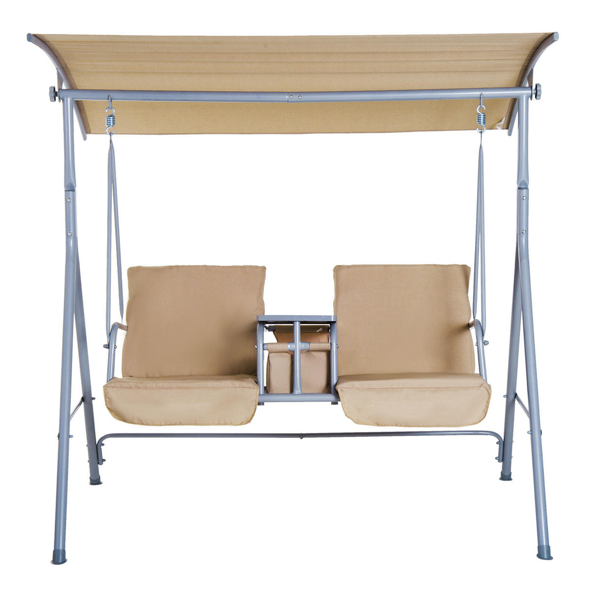 HOLLYWOODSCHAUKEL, 2-Sitzer mit Sonnendach, Beige, 175 x 112 x 165 cm - Beige, Metall (112/165/175cm) - Outsunny